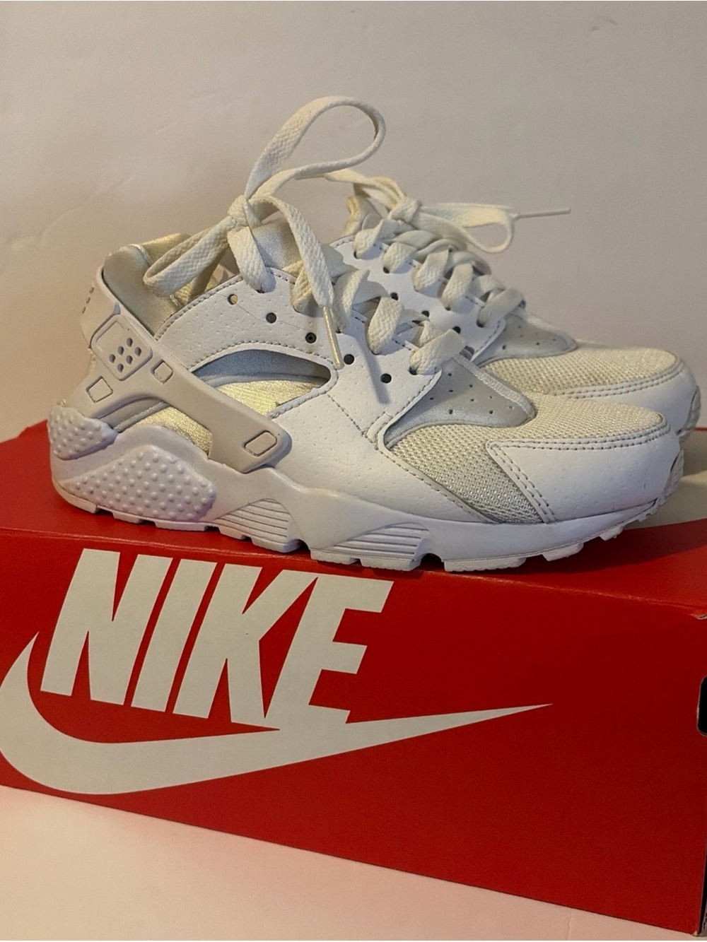 Nike Air Huarache Run (GS) 'White Pure Platinum' 4.5Y 654275-110 w/box